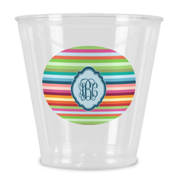 Retro Horizontal Stripes Plastic Shot Glass (Personalized)