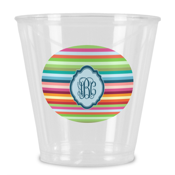 Custom Retro Horizontal Stripes Plastic Shot Glass (Personalized)