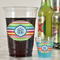 Retro Horizontal Stripes Plastic Shot Glasses - In Context