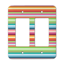 Retro Horizontal Stripes Rocker Style Light Switch Cover - Two Switch