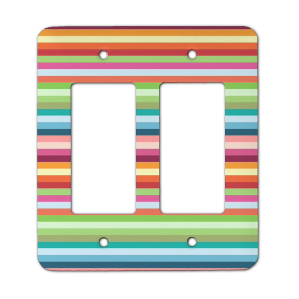 Custom Retro Horizontal Stripes Rocker Style Light Switch Cover - Two Switch