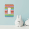 Retro Horizontal Stripes Rocker Light Switch Covers - Single - IN CONTEXT