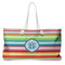 Retro Horizontal Stripes Large Rope Tote Bag - Front View