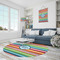 Retro Horizontal Stripes Round Area Rug - IN CONTEXT