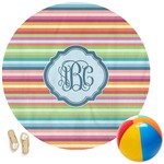 Retro Horizontal Stripes Round Beach Towel (Personalized)