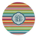 Retro Horizontal Stripes Round Linen Placemat - Single Sided (Personalized)