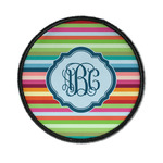 Retro Horizontal Stripes Iron On Round Patch w/ Monogram