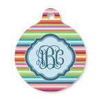 Retro Horizontal Stripes Round Pet ID Tag - Small (Personalized)