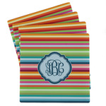 Retro Horizontal Stripes Absorbent Stone Coasters - Set of 4 (Personalized)