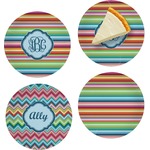 Retro Horizontal Stripes Set of 4 Glass Appetizer / Dessert Plate 8" (Personalized)