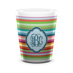 Retro Horizontal Stripes Ceramic Shot Glass - 1.5 oz - White - Set of 4 (Personalized)