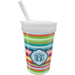 Retro Horizontal Stripes Sippy Cup with Straw (Personalized)