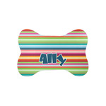 Retro Horizontal Stripes Bone Shaped Dog Food Mat (Small) (Personalized)