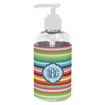 Retro Horizontal Stripes Plastic Soap / Lotion Dispenser (8 oz - Small - White) (Personalized)