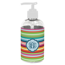 Retro Horizontal Stripes Plastic Soap / Lotion Dispenser (8 oz - Small - White) (Personalized)