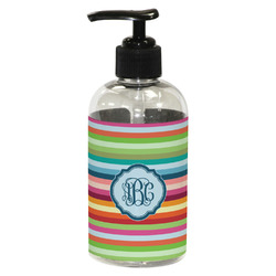Retro Horizontal Stripes Plastic Soap / Lotion Dispenser (8 oz - Small - Black) (Personalized)