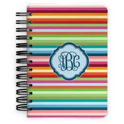 Retro Horizontal Stripes Spiral Notebook - 5x7 w/ Monogram