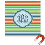 Retro Horizontal Stripes Square Car Magnet - 10" (Personalized)