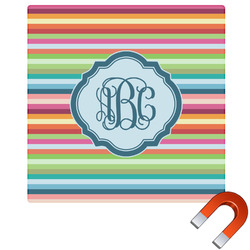 Retro Horizontal Stripes Square Car Magnet - 6" (Personalized)