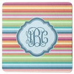 Retro Horizontal Stripes Square Rubber Backed Coaster (Personalized)