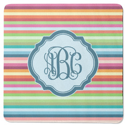 Retro Horizontal Stripes Square Rubber Backed Coaster (Personalized)