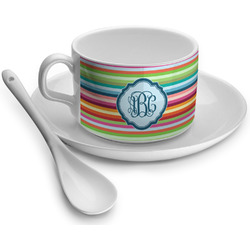 Retro Horizontal Stripes Tea Cup - Single (Personalized)