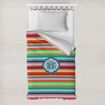 Retro Horizontal Stripes Toddler Duvet Cover w/ Monogram