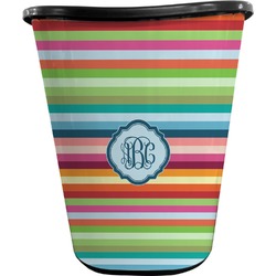 Retro Horizontal Stripes Waste Basket - Single Sided (Black) (Personalized)