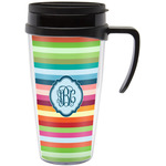 Retro Horizontal Stripes Acrylic Travel Mug with Handle (Personalized)