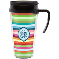 Retro Horizontal Stripes Acrylic Travel Mug with Handle (Personalized)