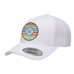 Retro Horizontal Stripes Trucker Hat - White (Personalized)