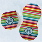 Retro Horizontal Stripes Burp Pads - Velour - Set of 2 w/ Monogram