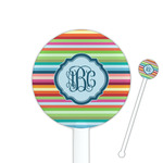 Retro Horizontal Stripes 5.5" Round Plastic Stir Sticks - White - Single Sided (Personalized)