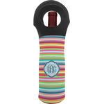 Retro Horizontal Stripes Wine Tote Bag w/ Monogram