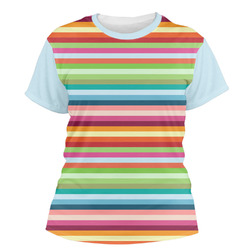 Retro Horizontal Stripes Women's Crew T-Shirt - X Large