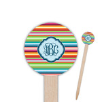 Retro Horizontal Stripes 6" Round Wooden Food Picks - Single Sided (Personalized)