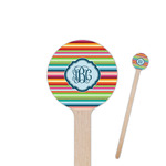 Retro Horizontal Stripes 7.5" Round Wooden Stir Sticks - Double Sided (Personalized)