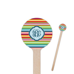 Retro Horizontal Stripes 7.5" Round Wooden Stir Sticks - Single Sided (Personalized)