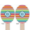 Retro Horizontal Stripes Wooden Food Pick - Oval - Double Sided - Front & Back