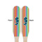 Retro Horizontal Stripes Wooden Food Pick - Paddle - Double Sided - Front & Back