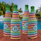 Retro Horizontal Stripes Zipper Bottle Cooler - Set of 4 - LIFESTYLE