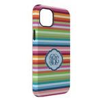 Retro Horizontal Stripes iPhone Case - Rubber Lined - iPhone 14 Plus (Personalized)