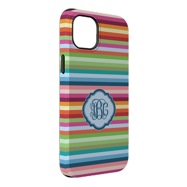 Custom Retro Horizontal Stripes iPhone Case - Rubber Lined - iPhone 14 Plus (Personalized)