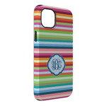 Retro Horizontal Stripes iPhone Case - Rubber Lined - iPhone 14 Pro Max (Personalized)