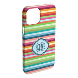 Retro Horizontal Stripes iPhone Case - Plastic - iPhone 15 Plus (Personalized)