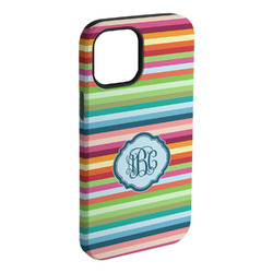 Retro Horizontal Stripes iPhone Case - Rubber Lined - iPhone 15 Plus (Personalized)