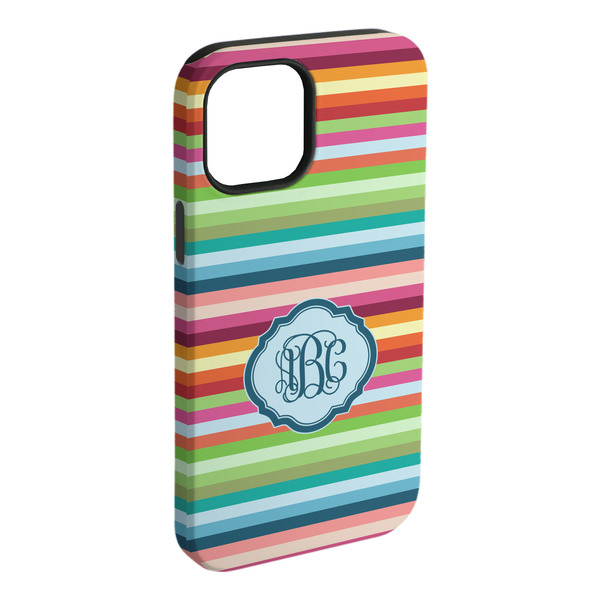 Custom Retro Horizontal Stripes iPhone Case - Rubber Lined - iPhone 15 Pro Max (Personalized)