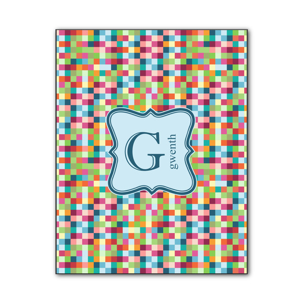 Custom Retro Pixel Squares Wood Print - 11x14 (Personalized)