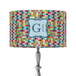 Retro Pixel Squares 12" Drum Lamp Shade - Fabric (Personalized)