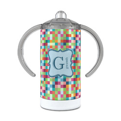 Retro Pixel Squares 12 oz Stainless Steel Sippy Cup (Personalized)